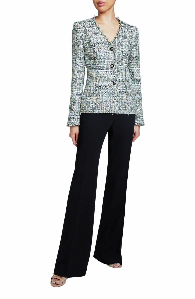 Santorelli GEORGIA Jacket in Luxury Tweed with Fringe Detail, Alternate, color, 