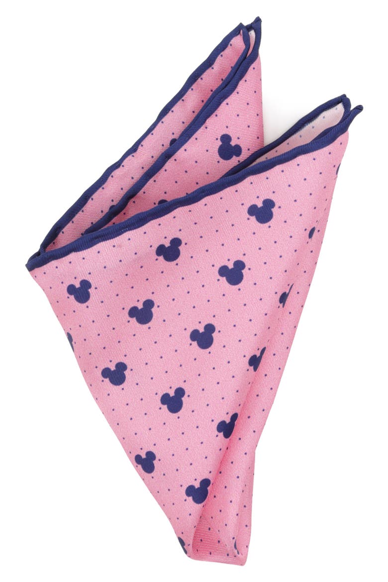 Mickey Mouse Dot Silk Pocket Square, Main, color, PINK