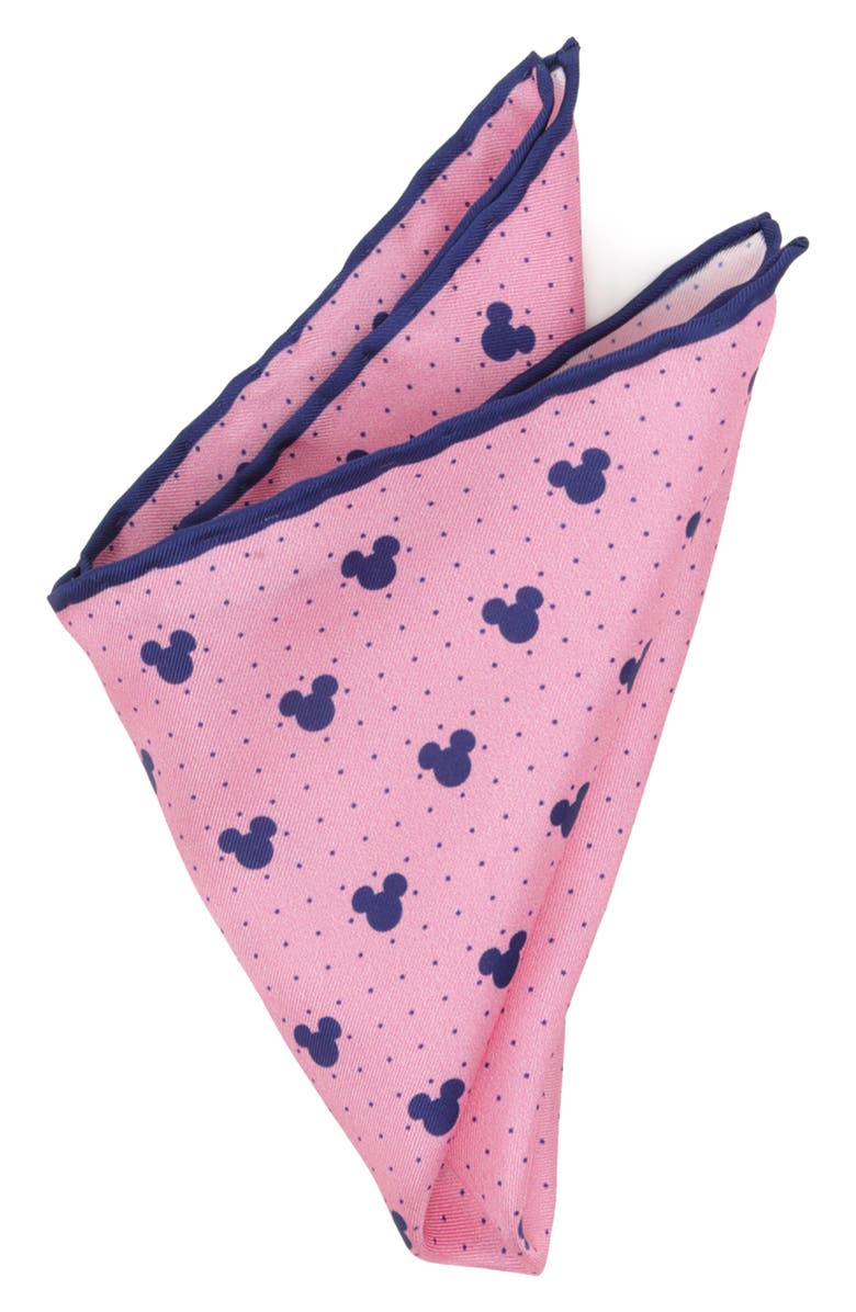 Cufflinks, Inc. Mickey Mouse Dot Silk Pocket Square, Main, color, Pink