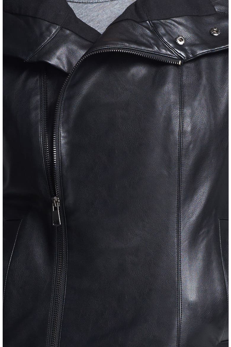 Faux Leather Front Zip Vest, Alternate, color, BLACK