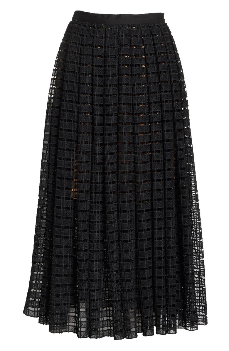 Tracy Reese Lace Mesh Midi Skirt, Alternate, color, 