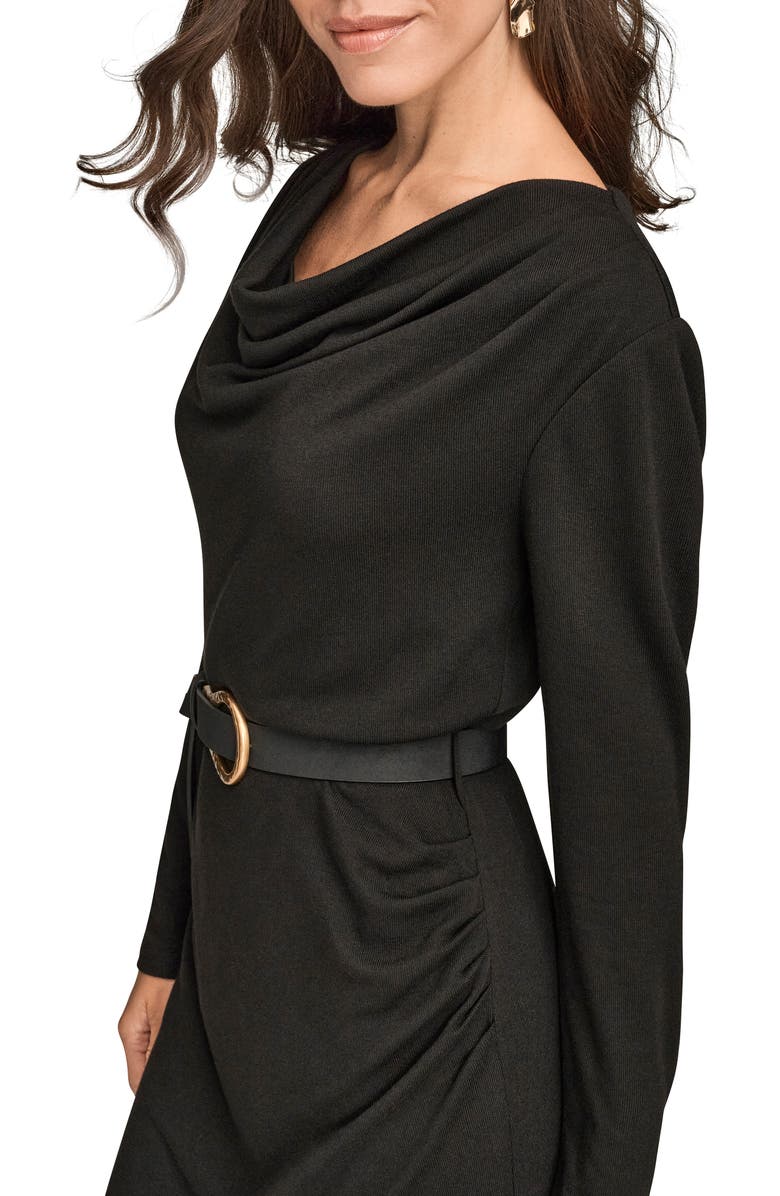 Donna Karan New York Long Sleeve Cowl Neck Sheath Dress, Alternate, color, Black
