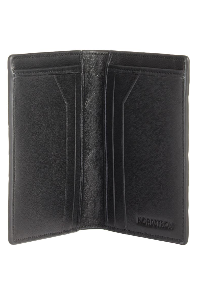 Woven Leather Bifold Card Case, Alternate, color, BLACK