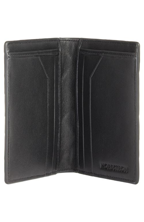Nordstrom Woven Leather Bifold Card Case In Black