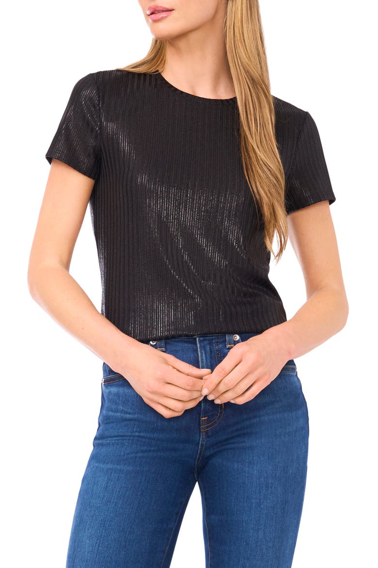 Piper Metallic Knit Top, Main, color, RICH BLACK