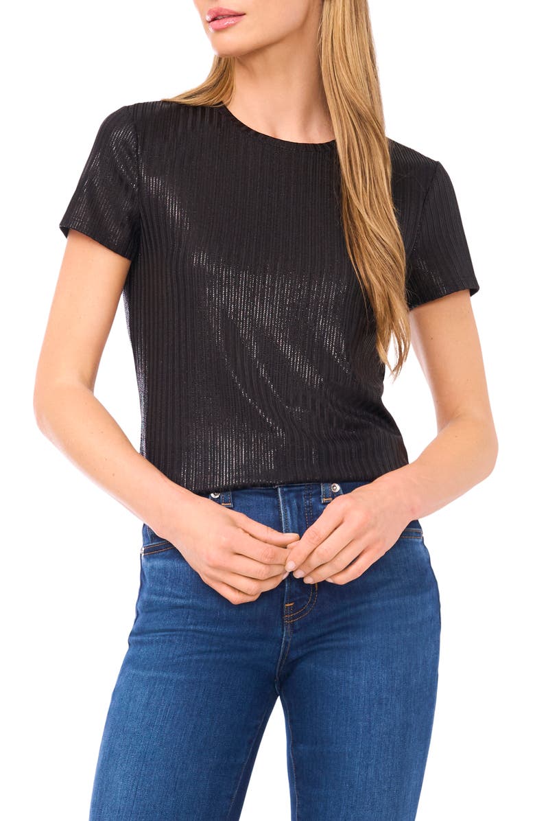 Ted Baker Piper Metallic Knit Top, Main, color, Rich Black