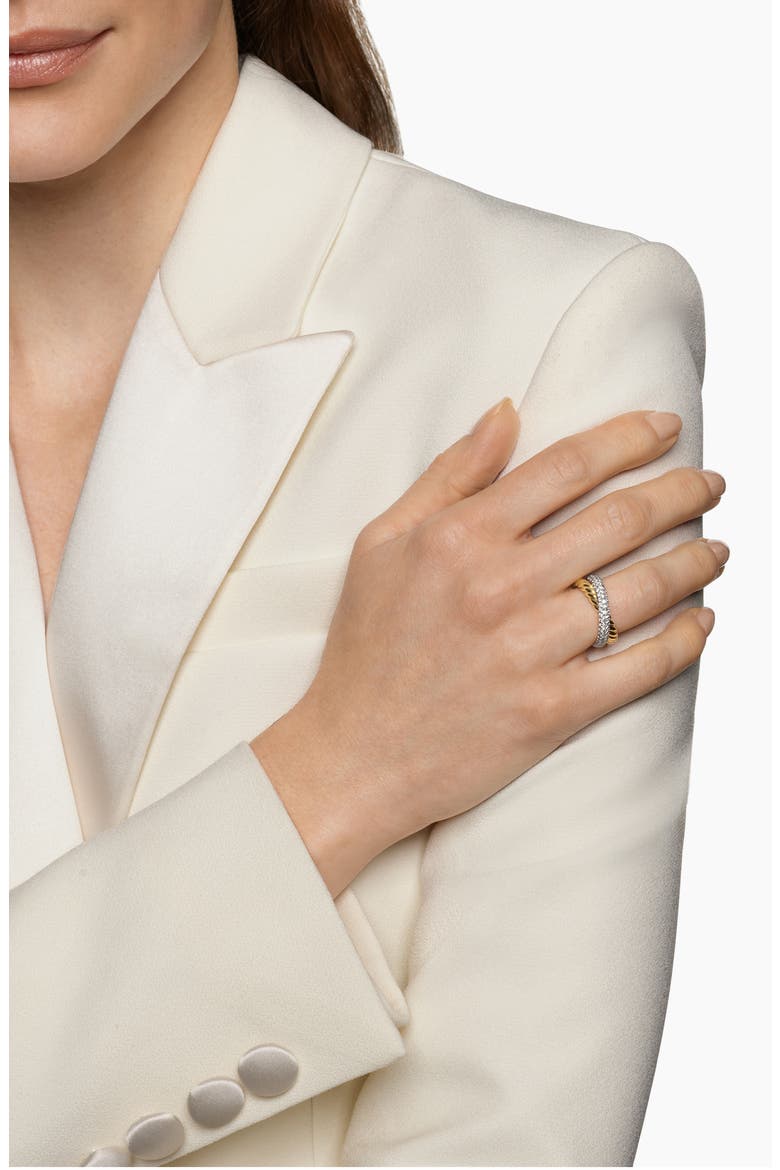 Crossover Two-Row Ring in 18K Yellow Gold with Diamonds, 7.5mm, Alternate, color, 18K GOLD - SIZE 7