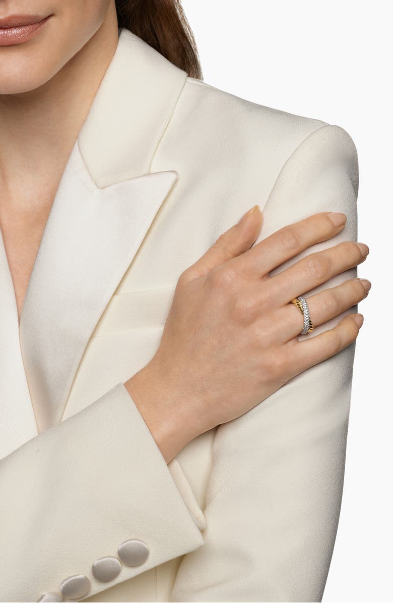 David Yurman Crossover Two-Row Ring in 18K Yellow Gold with Diamonds, 7.5mm, Alternate, color, 18K Gold - Size 6