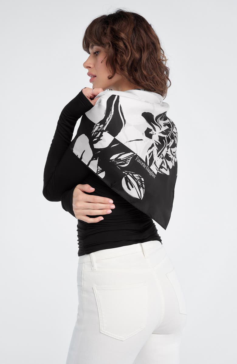Favorite Daughter The Vintage Floral Silk Square Scarf, Alternate, color, Black/ Ivory