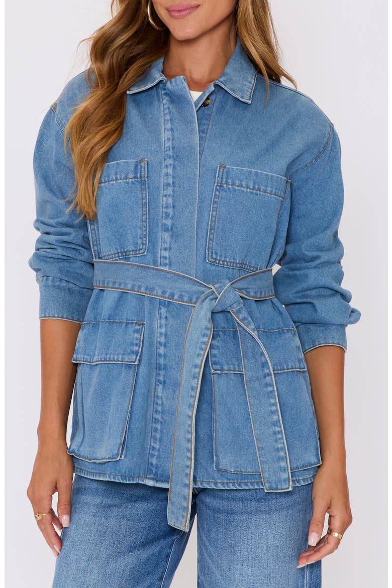 Blair Belted Denim Jacket, Alternate, color, DENIM BLUE