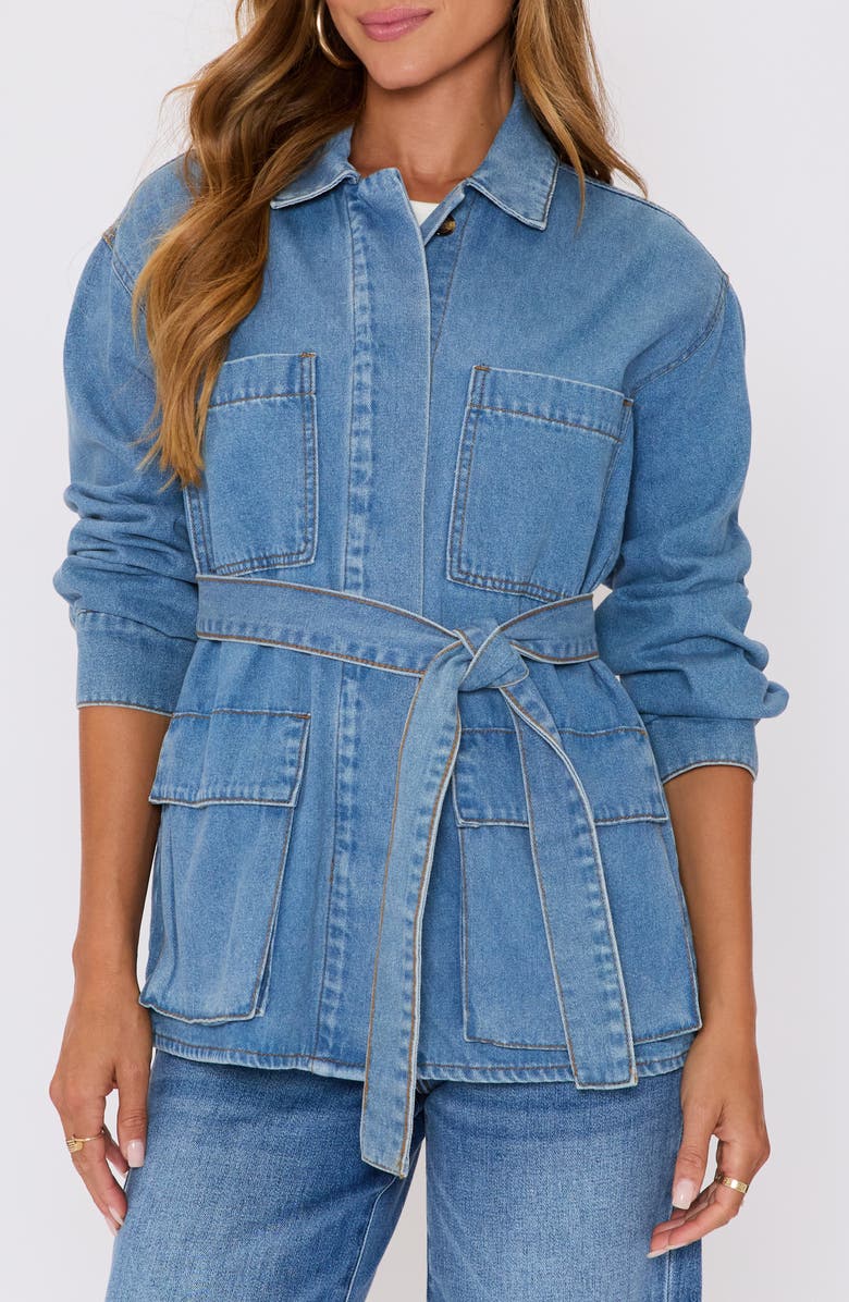 VICI Collection Blair Belted Denim Jacket, Alternate, color, Denim Blue