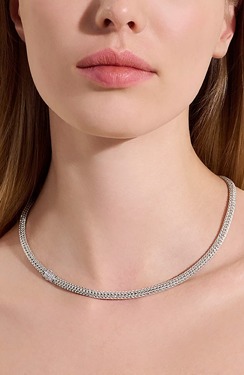 John Hardy Icon Necklace, Sterling Silver, Pavé Diamond, Alternate, color, Silver