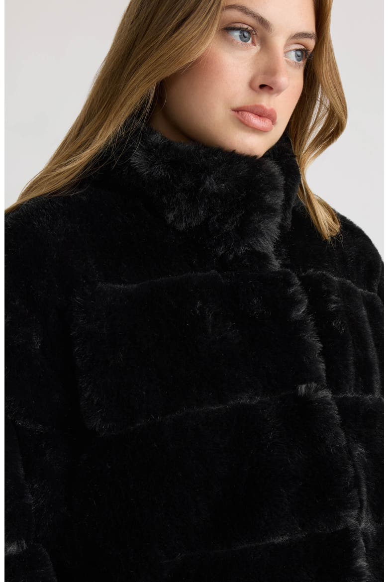 Eva Wide Stripe Faux Fur Jacket, Alternate, color, BLACK