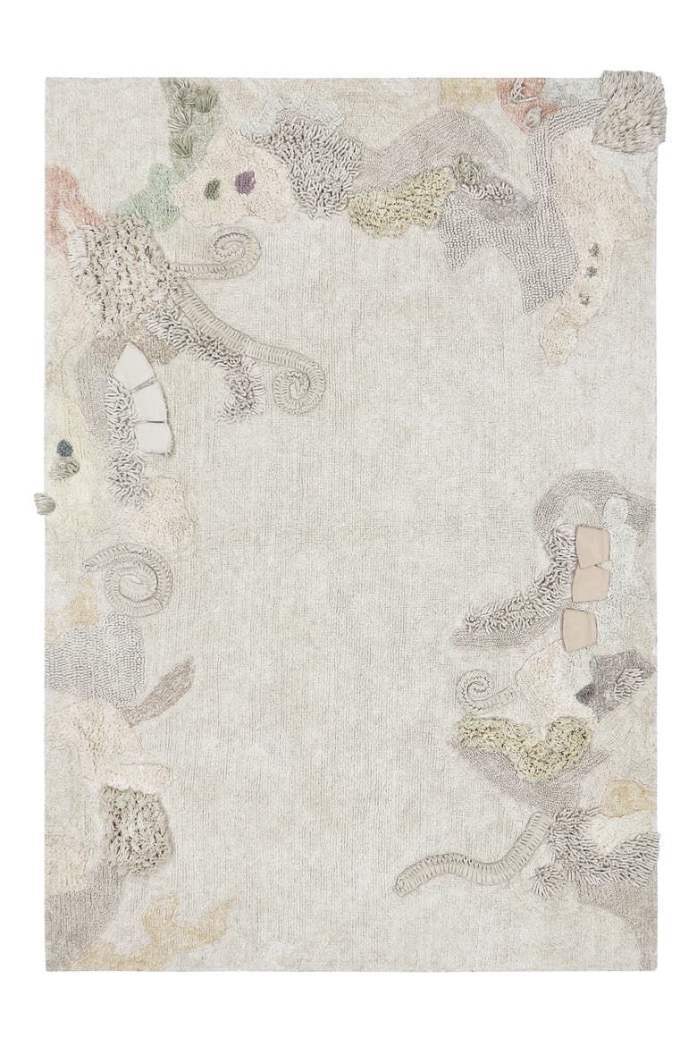 Seabed Washable Cotton Rug & Ocean Creature Set, Alternate, color, NATURAL HONEY OLIVE VANILLA