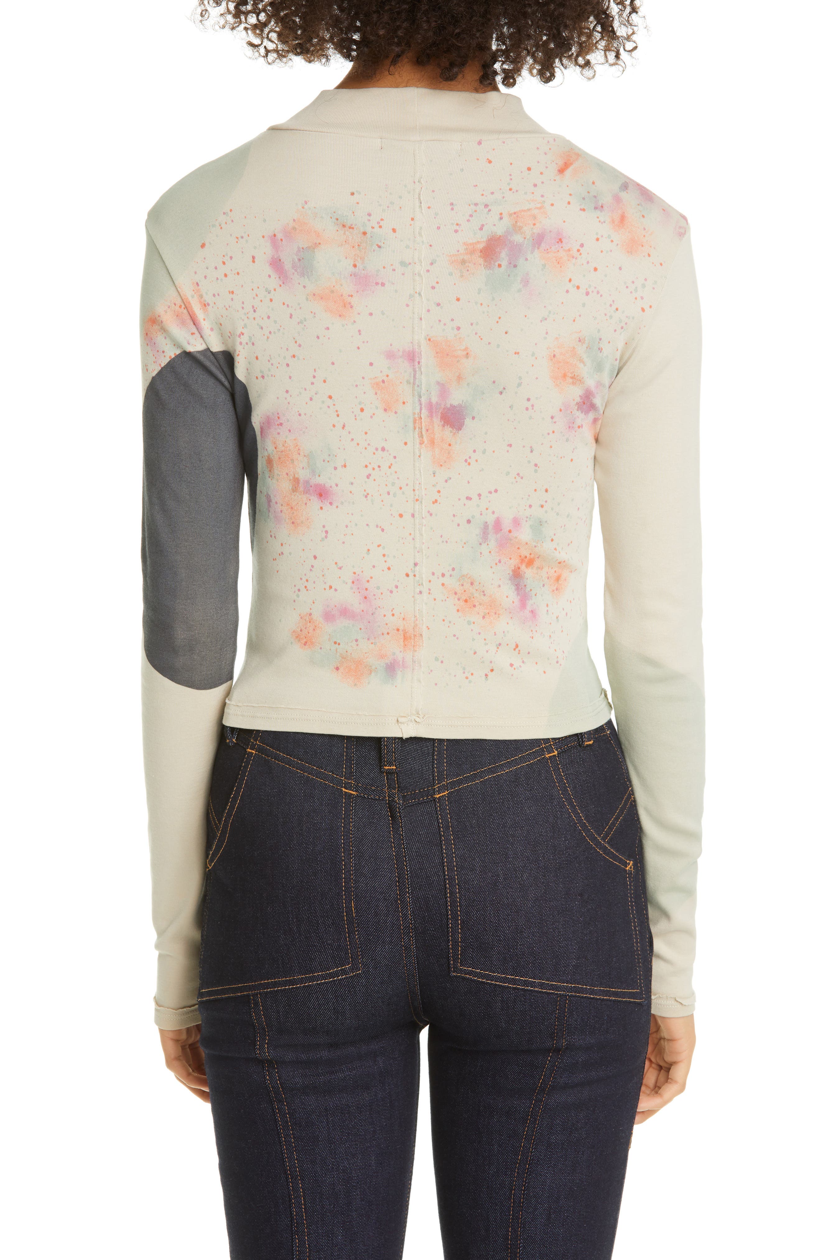 Eckhaus Latta Splatter Print Lapped Seam Long Sleeve T-Shirt (Women ...