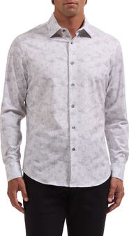 Bugatchi James OoohCotton® Abstract Jacquard Button-Up Shirt
