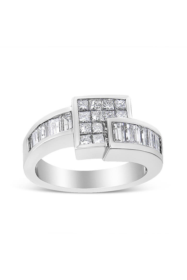 14K White Gold 1 1/2 Cttw Diamond Geometric Bypass Ring Band, Alternate, color, White