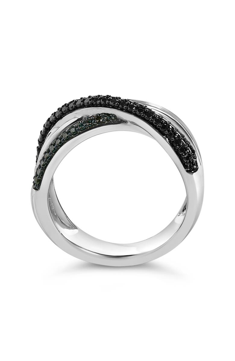 Haus of Brilliance Sterling Silver 1/2 Cttw Black and Blue Diamond Crossover Bypass Ring, Alternate, color, Silver