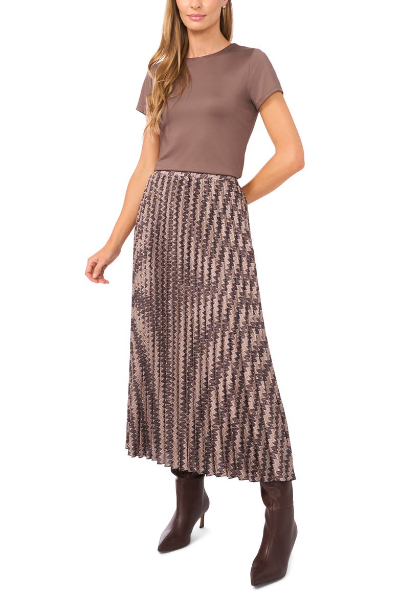 Zig Zag Pleated Skirt, Alternate, color, COVERT GRN