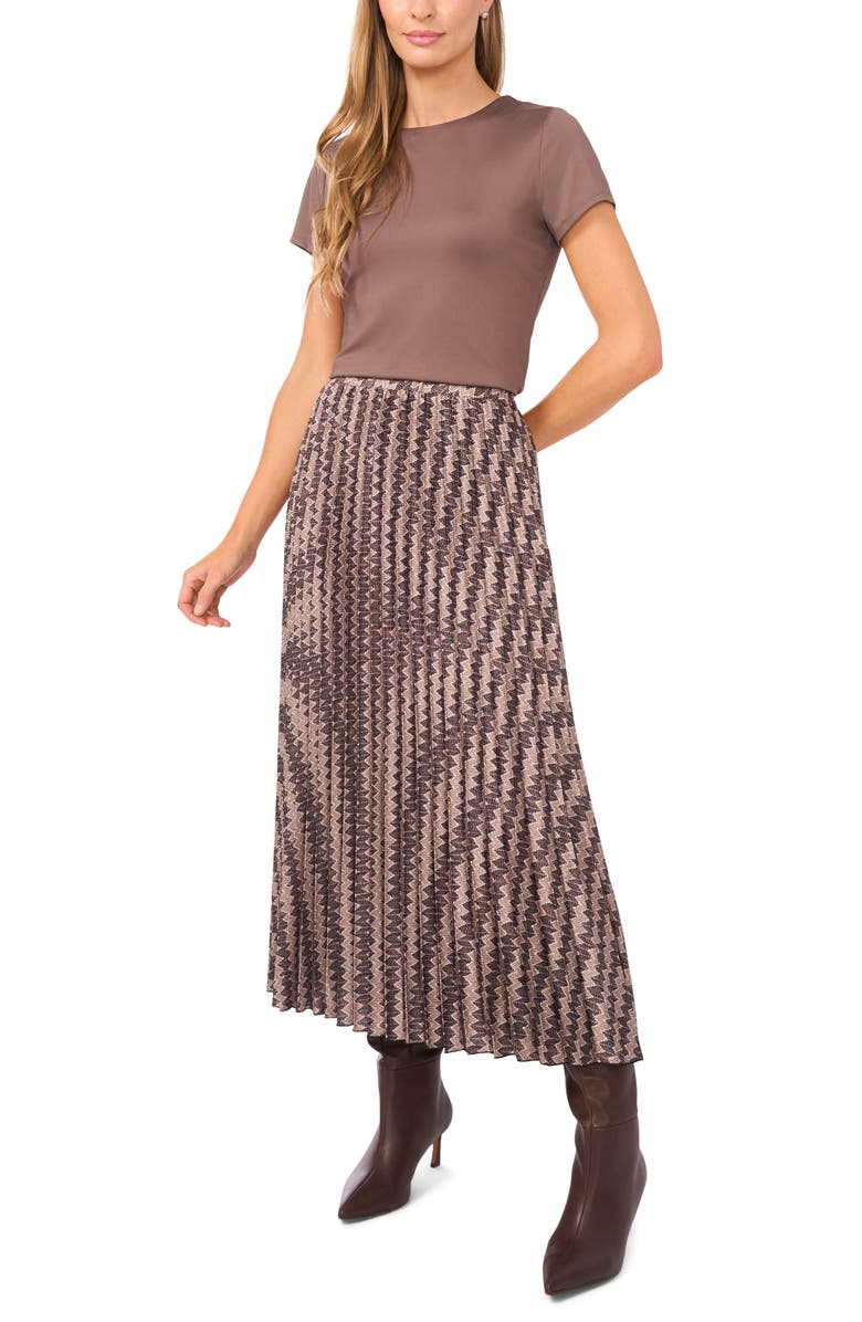 Halogen<sup>®</sup> Zig Zag Pleated Skirt, Alternate, color, Covert Grn