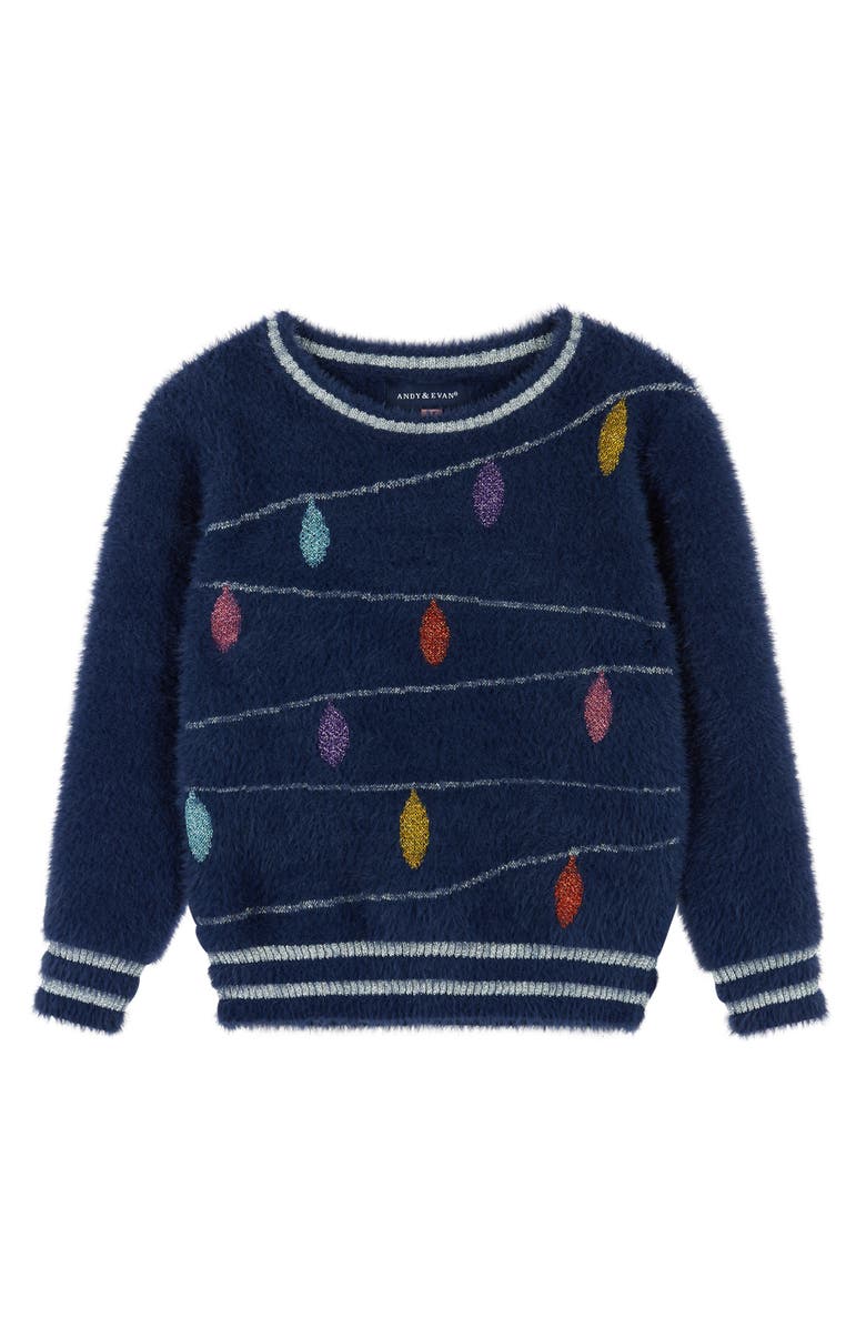 Andy & Evan Holiday Lights Metallic Sweater & Leggings Set, Alternate, color, 