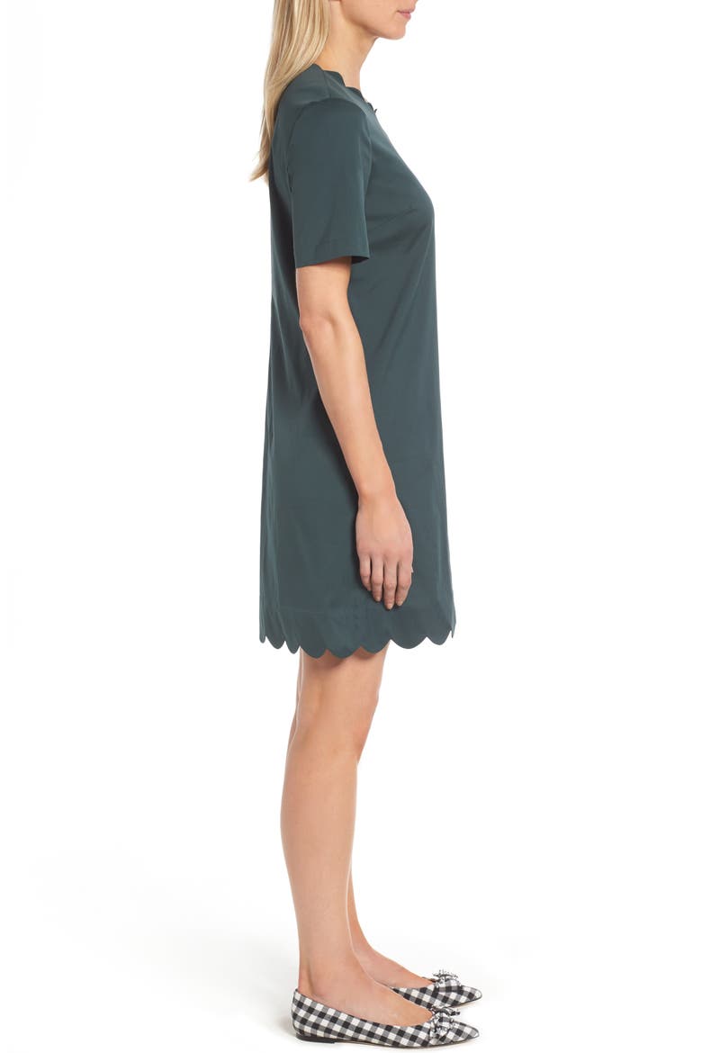 Scalloped Shift Dress, Alternate, color, GREEN GABLES