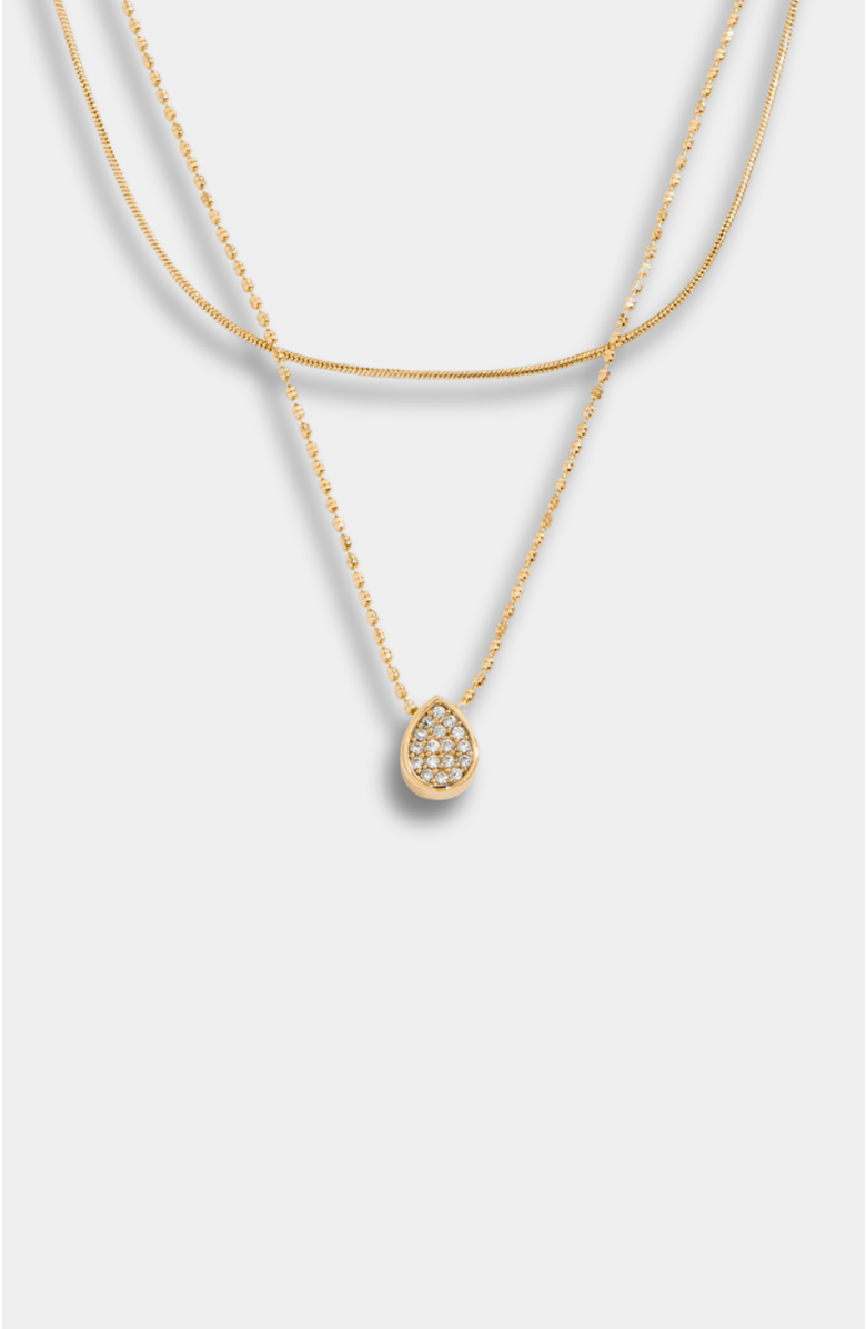 Stella & Dot Elisa Layered Necklace, Reversible Pear Pendant, Alternate, color, Gold