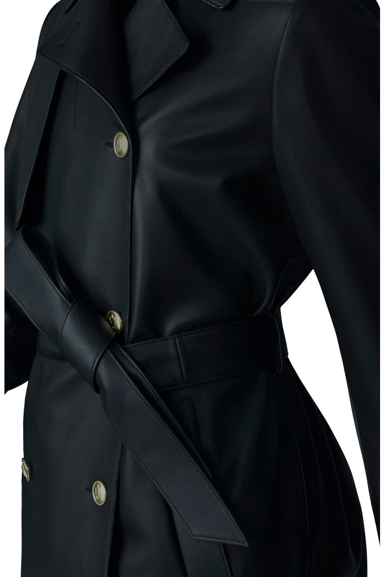Gael-V Double Breasted Lambskin Leather Trench Coat, Alternate, color, BLACK-GOLD