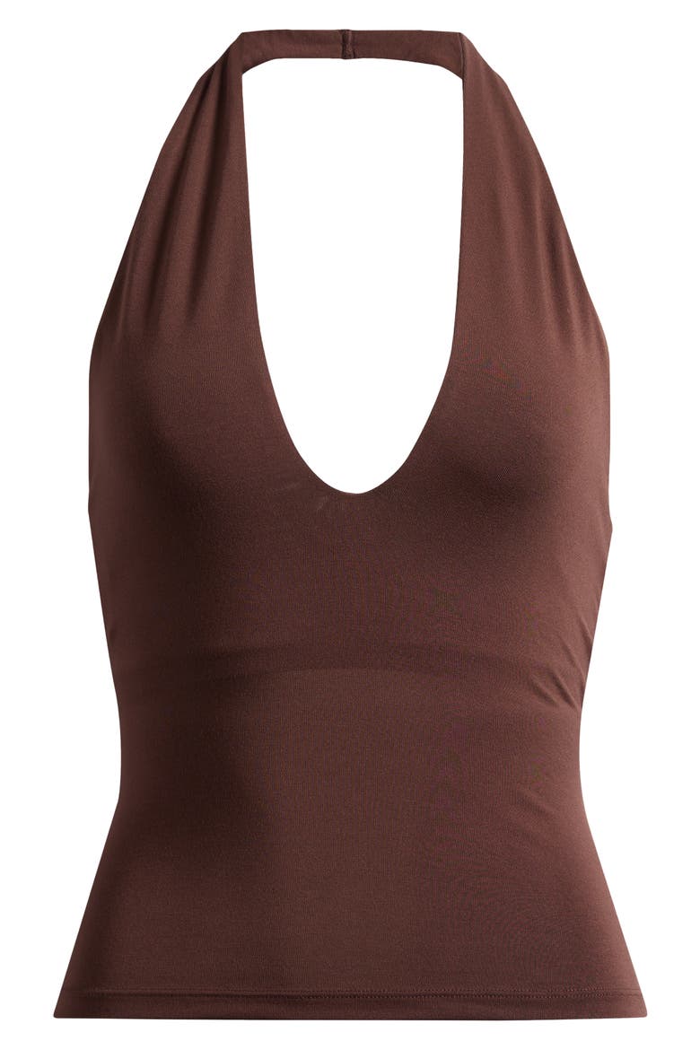 Smooth Layer Halter Top, Main, color, COCOA