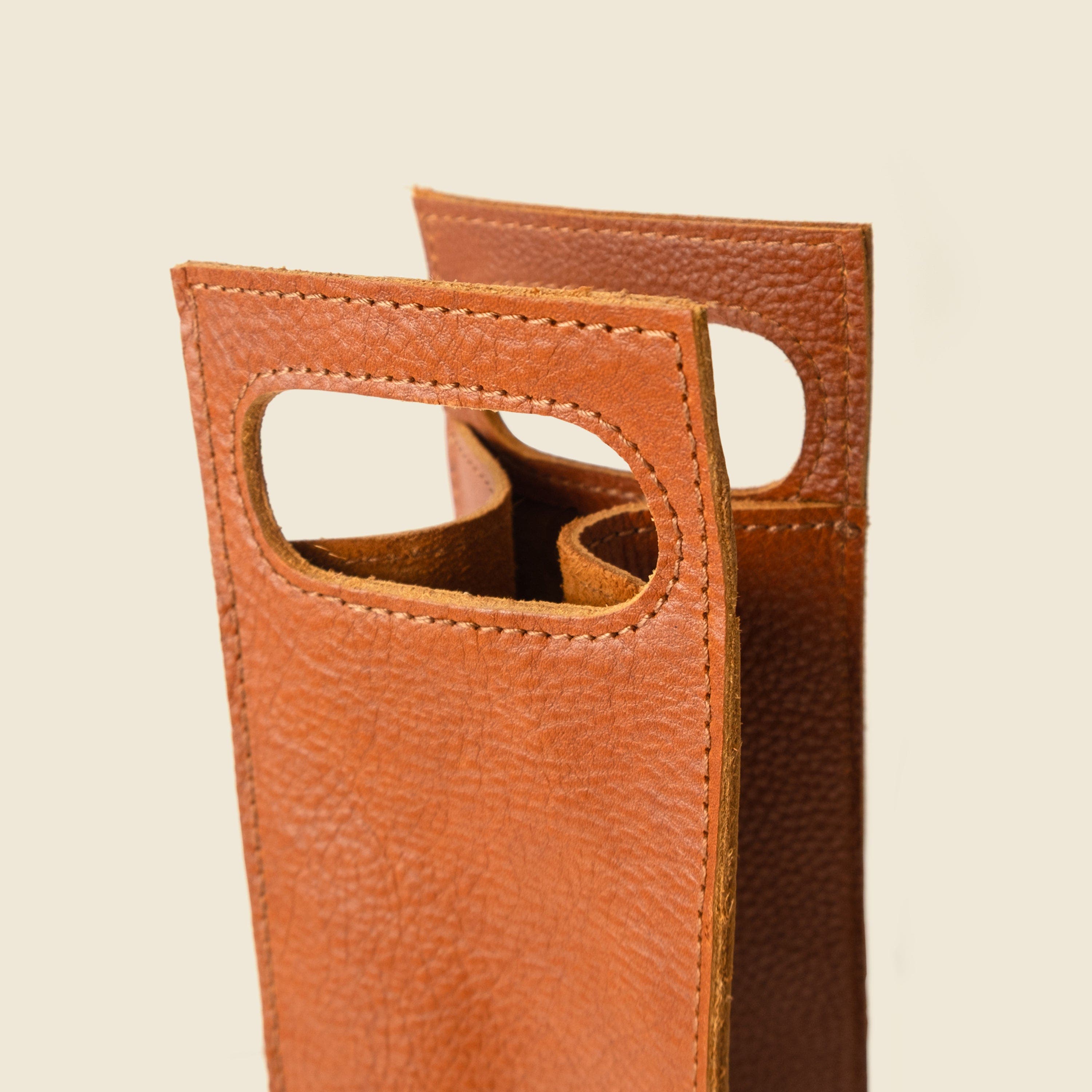 Premium Leather Bottle Tote with Handle, Alternate, color, Natural