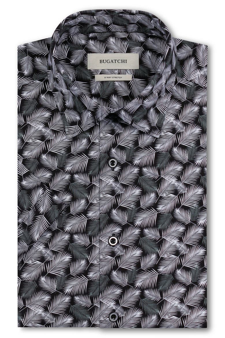 Milo OoohCotton® Leaf Print Short Sleeve Button-Up Shirt, Alternate, color, BLACK