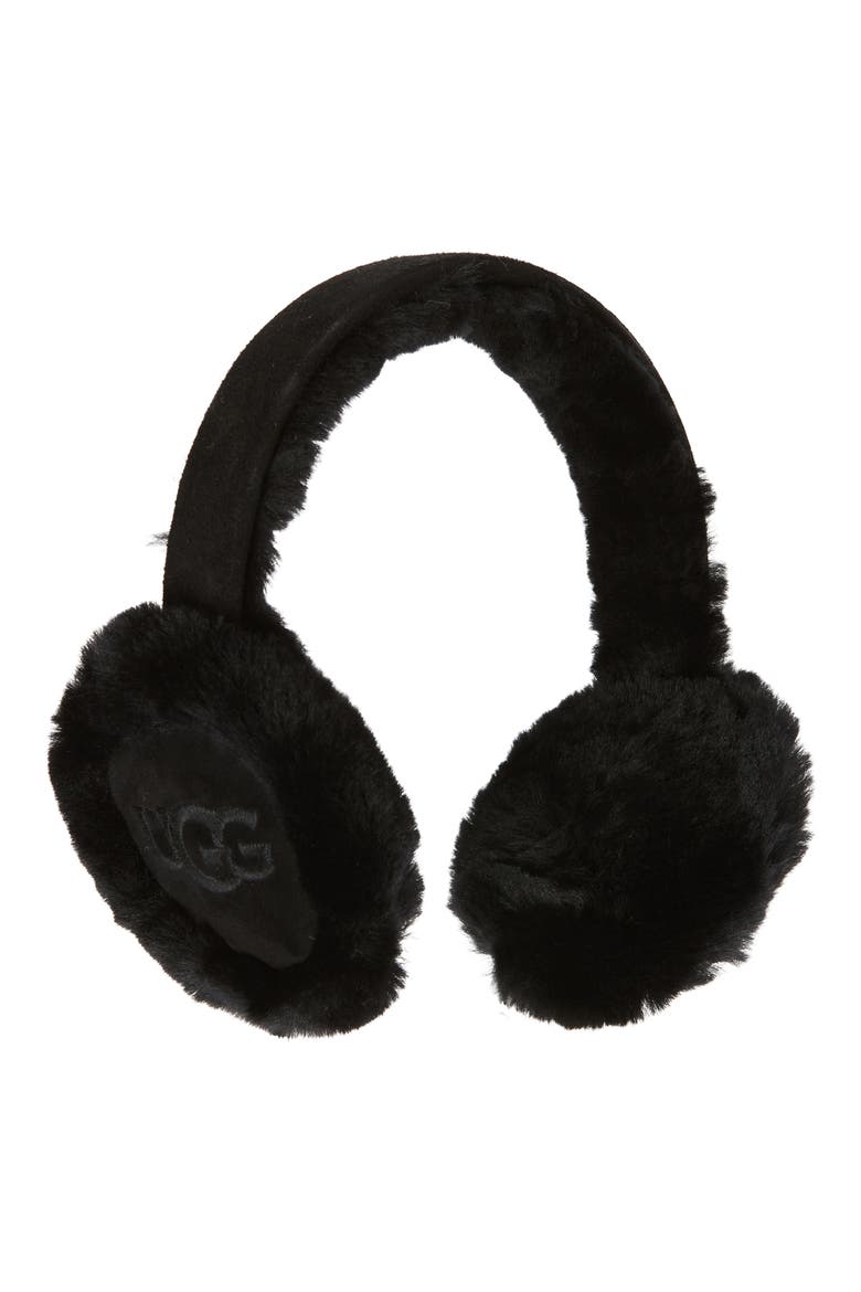 Logo Embroidered Genuine Shearling Earmuffs (Women) | Nordstrom