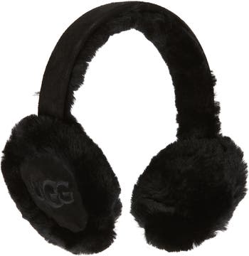 ☆関税込☆UGG★アグ(W) UGG Embroidered Logo Earmuff Black★ UGG® Logo Embroidered Genuine Shearling Earmuffs | Nordstrom