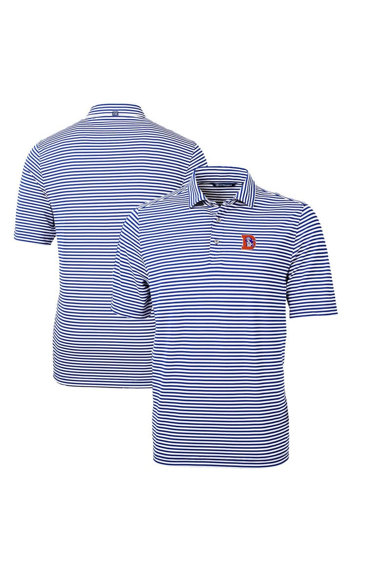 Men's Cutter & Buck Royal Denver Broncos Throwback Logo Virtue Eco Pique Stripe Recycled Big & Tall Polo, Main, color, Royal