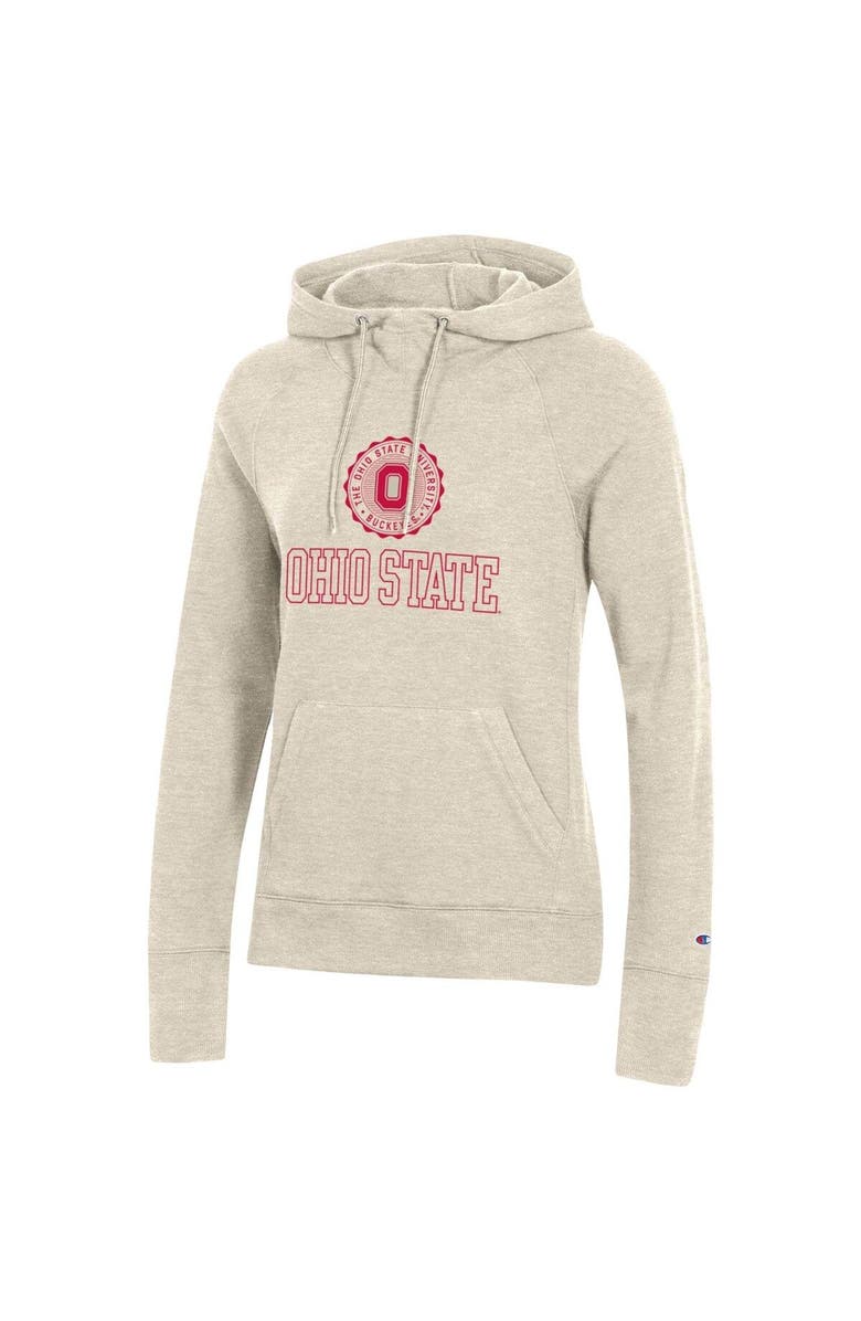 Champion Women's Champion Heathered Oatmeal Ohio State Buckeyes College Seal Pullover Hoodie, Alternate, color, 