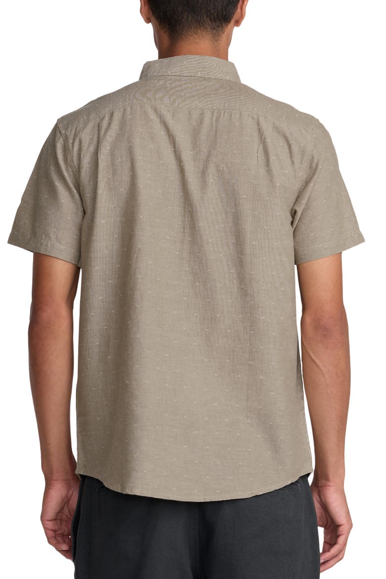 That'll Do Slim Fit Solid Short Sleeve Cotton Button-Down Shirt, Alternate, color, SAND