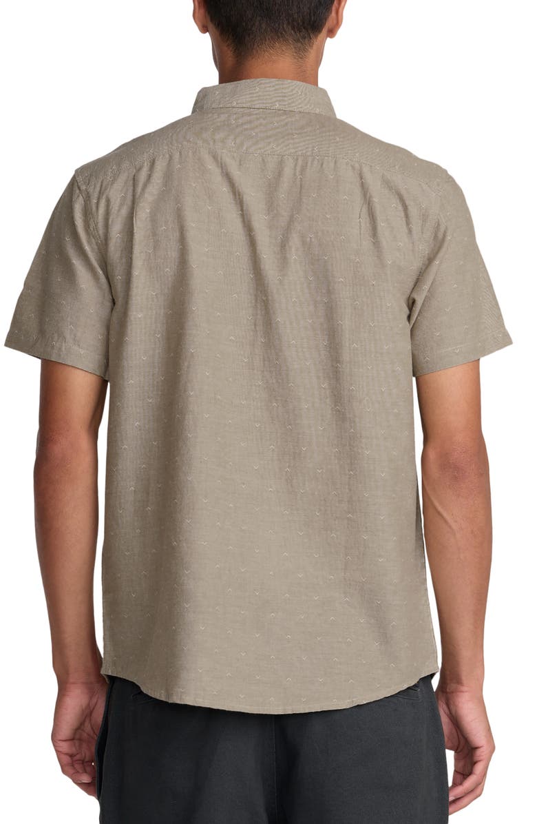 RVCA That'll Do Slim Fit Solid Short Sleeve Cotton Button-Down Shirt, Alternate, color, Sand