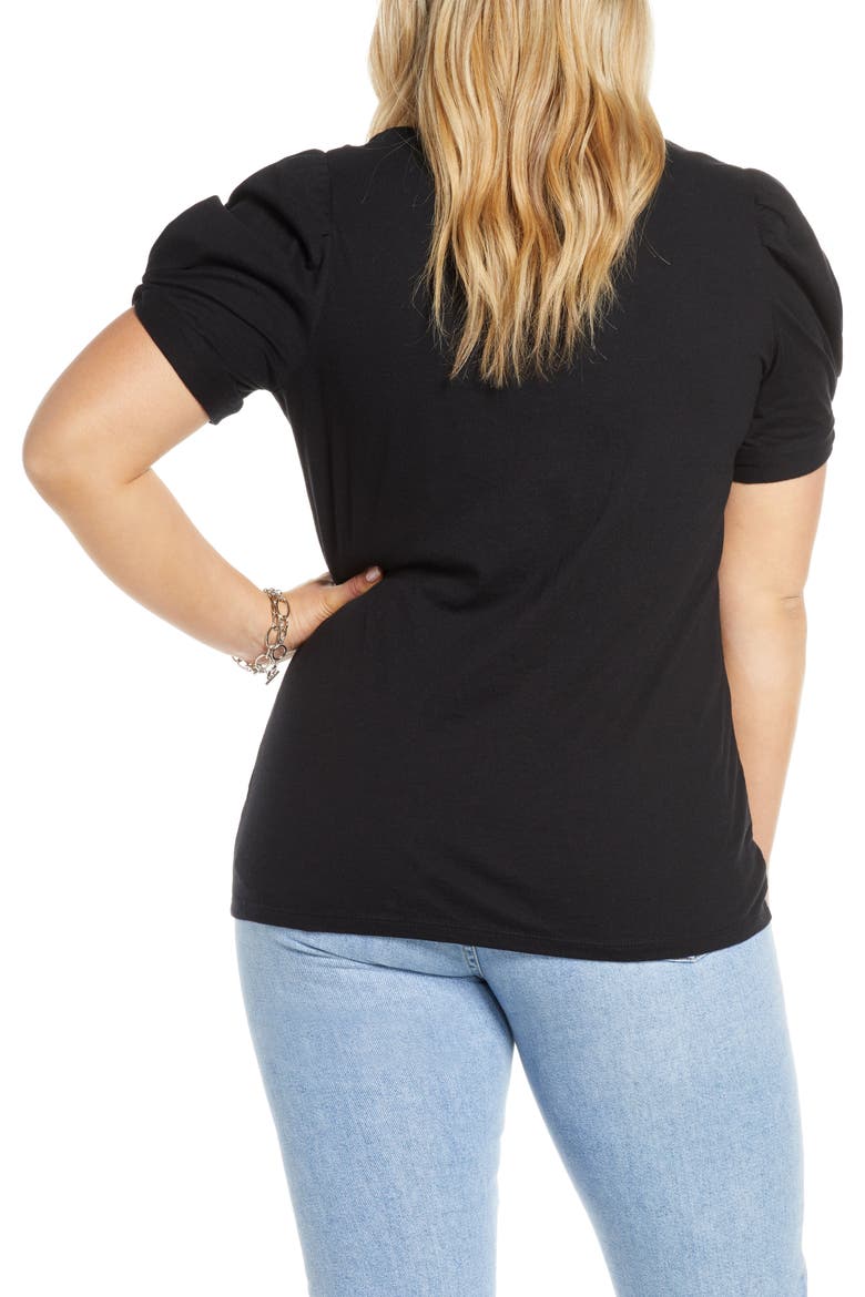 Twisted Puff Sleeve Tee, Alternate, color, BLACK