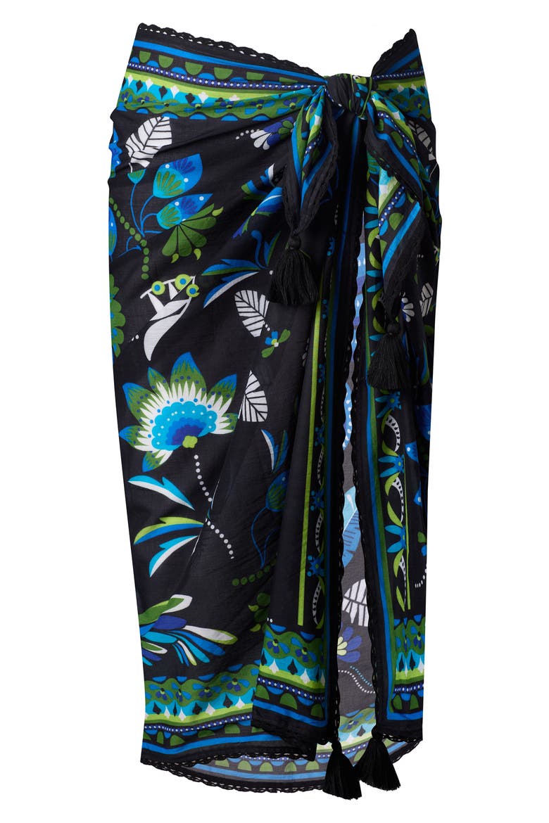 Taj Mahal Pareo Cover-Up Skirt, Alternate, color, BLACK MULTI
