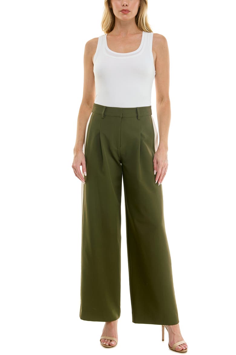 Wide Leg Side Stripe Pants, Alternate, color, OLIVE