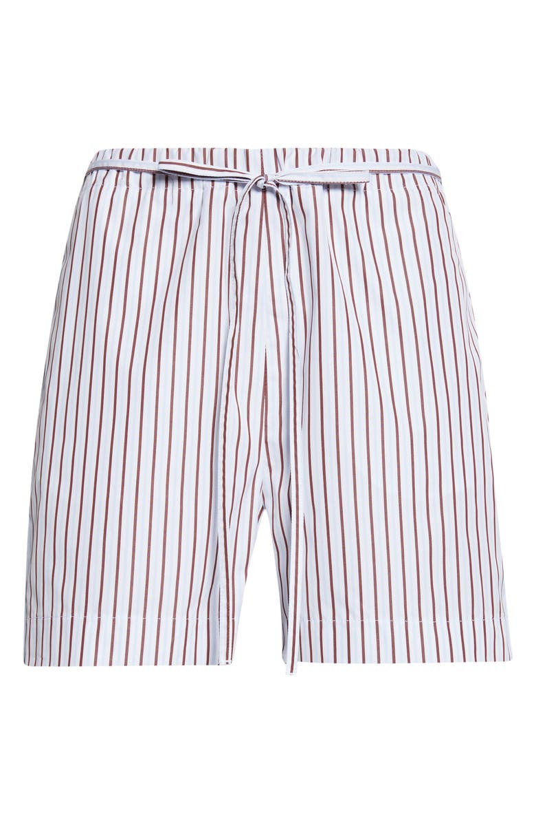 LOULOU DE SAISON Lory Stripe Cotton Poplin Drawstring Shorts, Alternate, color, Dark Red/ Light Blue
