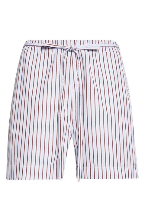 Lory Stripe Cotton Poplin Drawstring Shorts