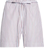 LOULOU DE SAISON Lory Stripe Cotton Poplin Drawstring Shorts