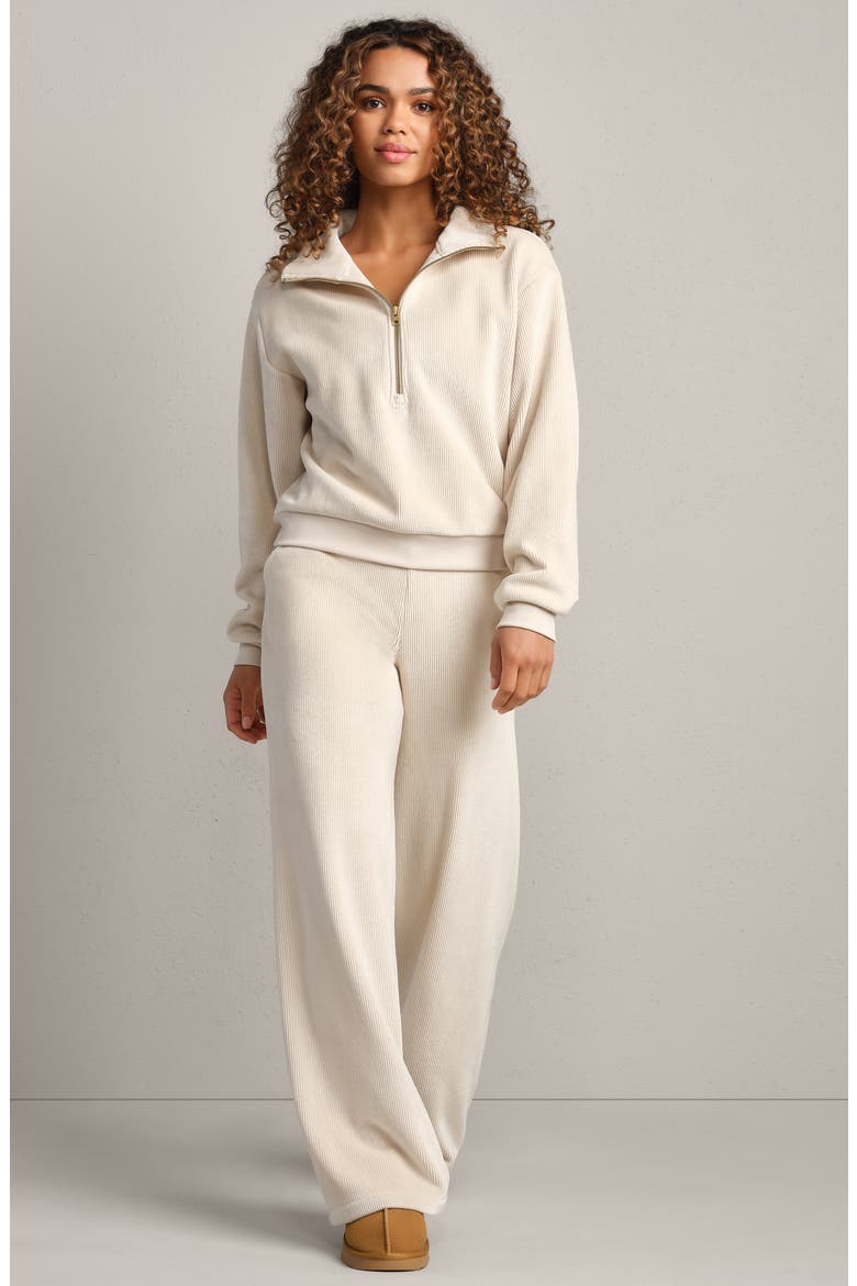 Plush Half Zip Pullover, Alternate, color, BONE
