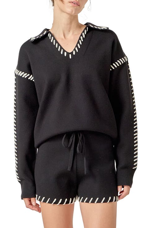 Contrasting Stitch Relaxed Fit Top