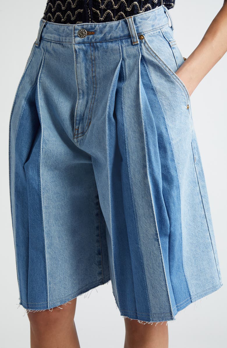 EENK Pleated Denim Bermuda Shorts, Alternate, color, 