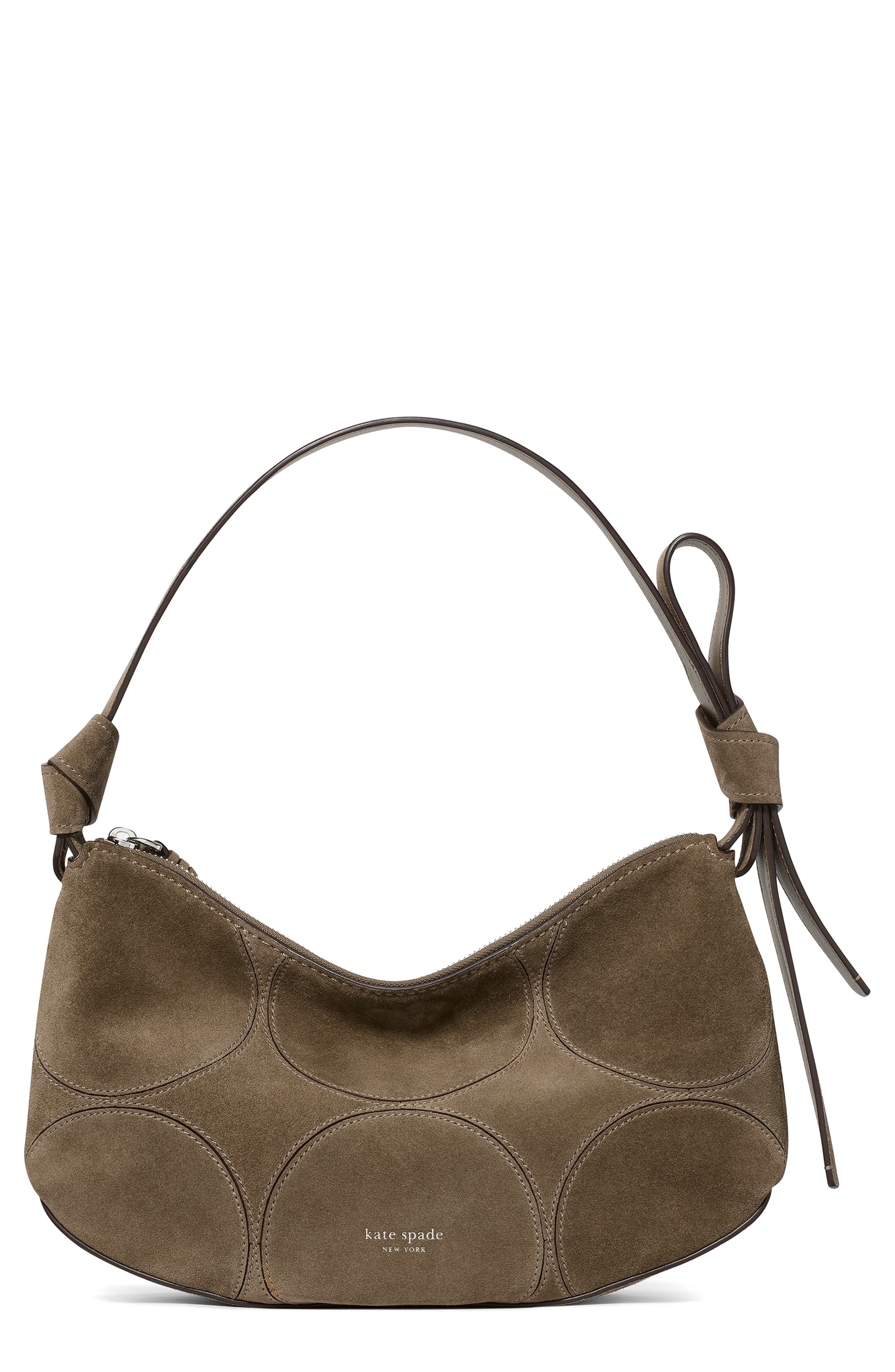 Loop Dot Patchwork Suede Shoulder Bag, Main, color, DRIFTWOOD