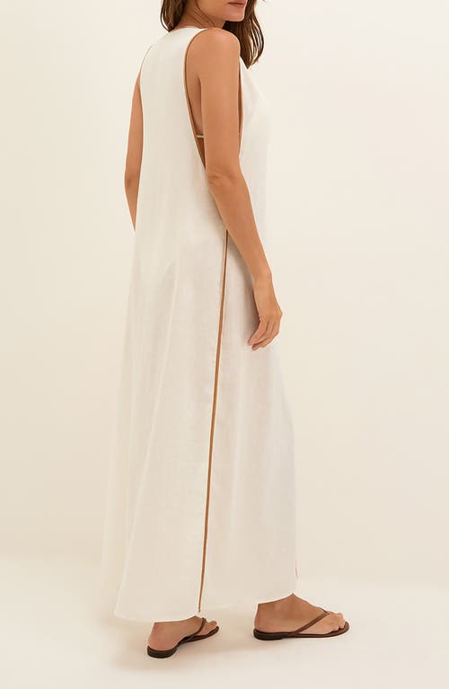 Vix Paula Hermanny Iva Contrast Binding Cotton Cover-up Maxi Dress In White