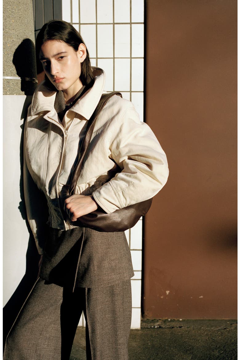 Oversize Gathered Hem Jacket, Alternate, color, LIGHT/ PASTEL GREY