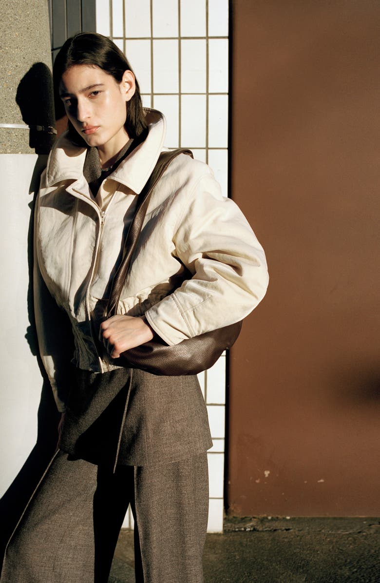 MANGO Oversize Gathered Hem Jacket, Alternate, color, Light/ Pastel Grey